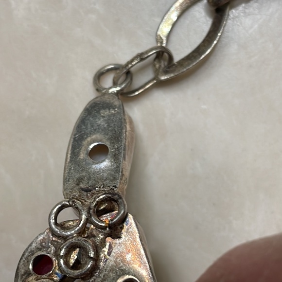 🌹Stunning Multi-Colored Necklace, beautiful faux stones set in Sterling. - Picture 4 of 4